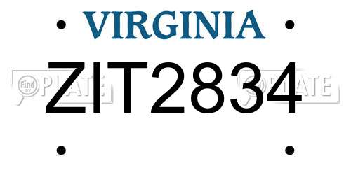 ZIT2834 Virginia License Plate