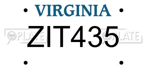 ZIT435 Virginia License Plate