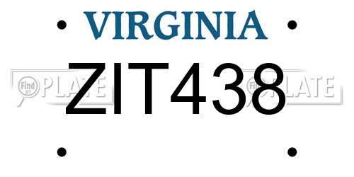 ZIT438 Virginia License Plate