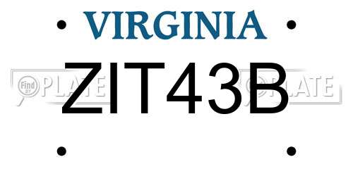 ZIT43B Virginia License Plate
