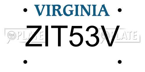 ZIT53V Virginia License Plate