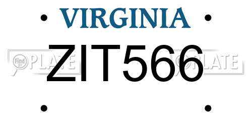 ZIT566 Virginia License Plate
