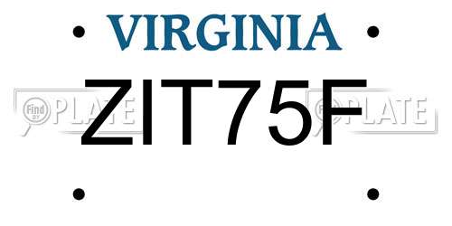 ZIT75F Virginia License Plate