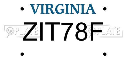 ZIT78F Virginia License Plate