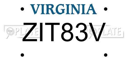 ZIT83V Virginia License Plate