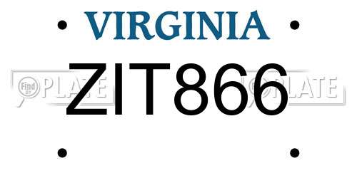 ZIT866 Virginia License Plate