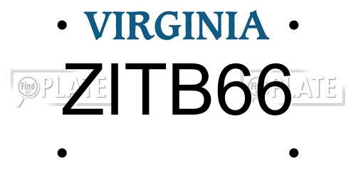 ZITB66 Virginia License Plate
