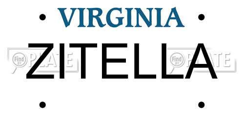 ZITELLA Virginia License Plate