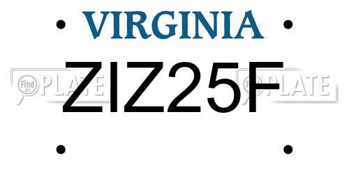 ZIZ25F Virginia License Plate