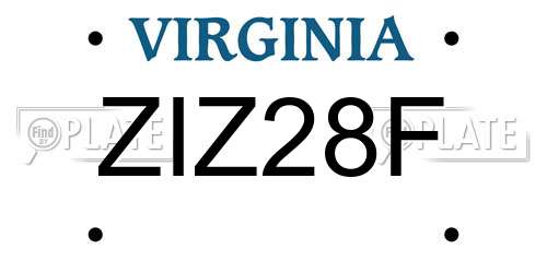 ZIZ28F Virginia License Plate