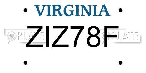 ZIZ78F Virginia License Plate