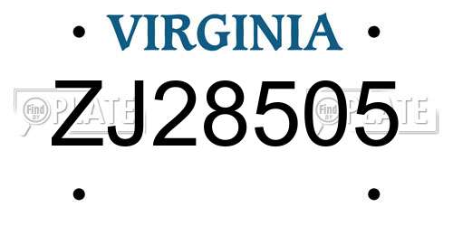 ZJ28505 Virginia License Plate