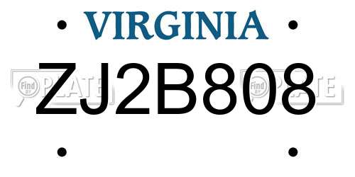 ZJ2B808 Virginia License Plate