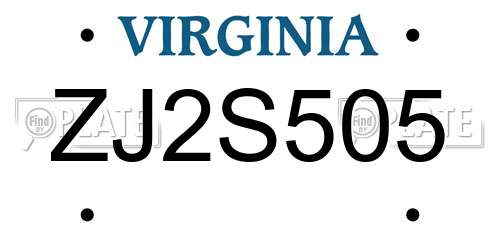 ZJ2S505 Virginia License Plate