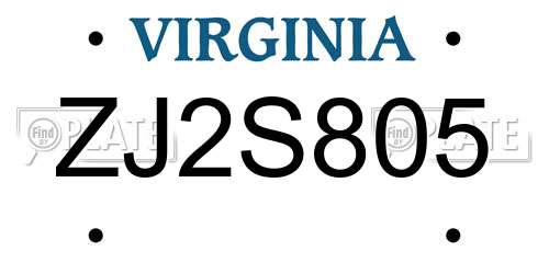 ZJ2S805 Virginia License Plate