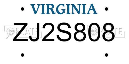 ZJ2S808 Virginia License Plate