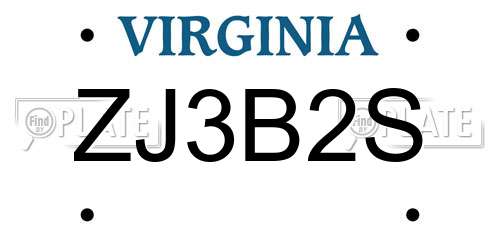 ZJ3B2S Virginia License Plate