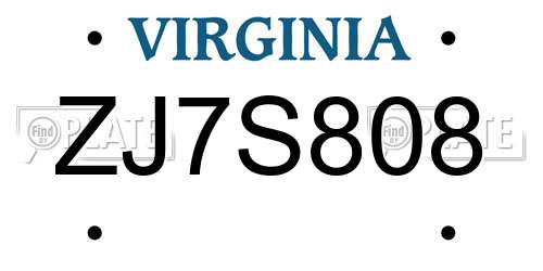 ZJ7S808 Virginia License Plate