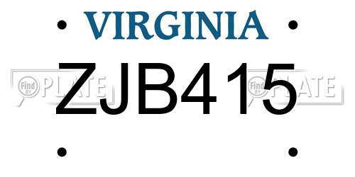 ZJB415 Virginia License Plate