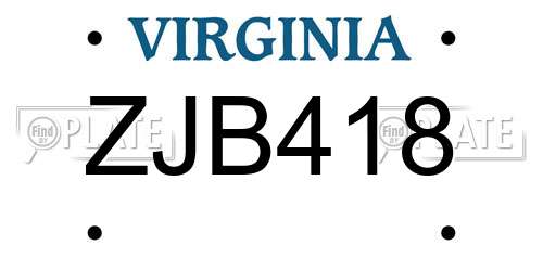 ZJB418 Virginia License Plate