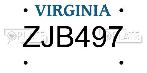 ZJB497 Virginia License Plate