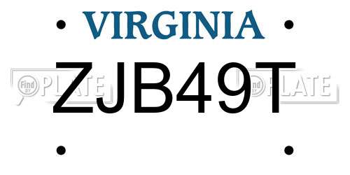 ZJB49T Virginia License Plate