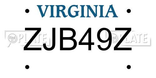 ZJB49Z Virginia License Plate