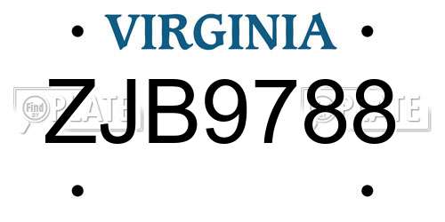 ZJB9788 Virginia License Plate
