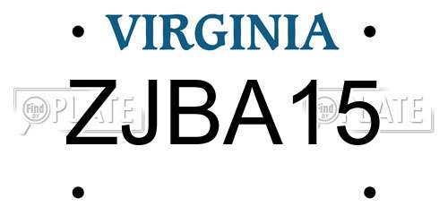 ZJBA15 Virginia License Plate