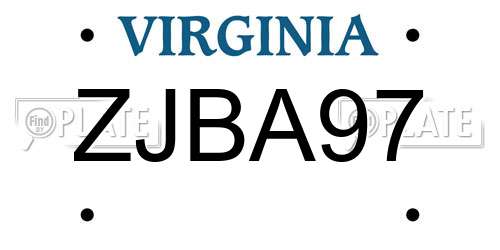 ZJBA97 Virginia License Plate