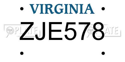 ZJE578 Virginia License Plate