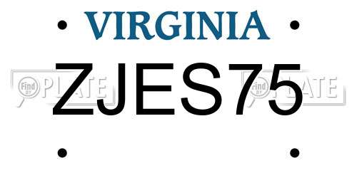 ZJES75 Virginia License Plate