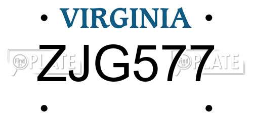 ZJG577 Virginia License Plate