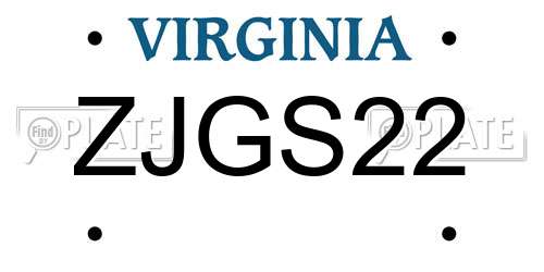 ZJGS22 Virginia License Plate