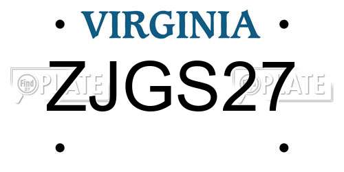 ZJGS27 Virginia License Plate