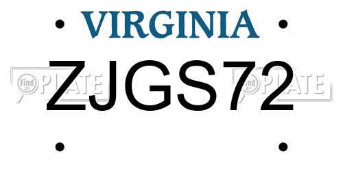 ZJGS72 Virginia License Plate