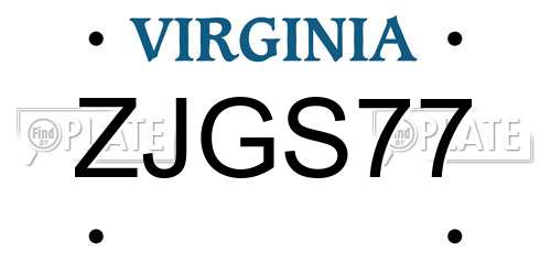 ZJGS77 Virginia License Plate