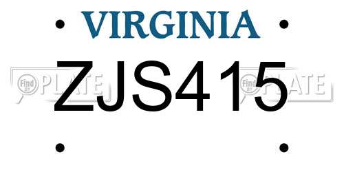 ZJS415 Virginia License Plate