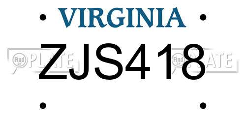 ZJS418 Virginia License Plate
