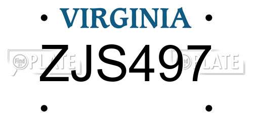 ZJS497 Virginia License Plate