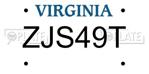 ZJS49T Virginia License Plate