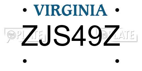 ZJS49Z Virginia License Plate