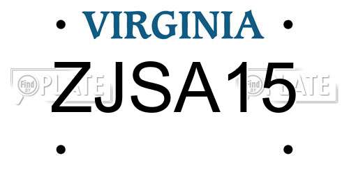 ZJSA15 Virginia License Plate