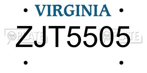ZJT5505 Virginia License Plate