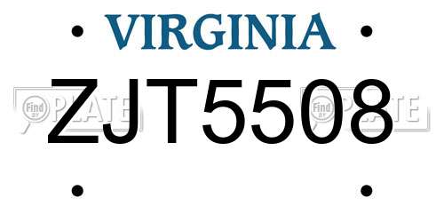 ZJT5508 Virginia License Plate