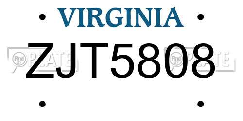 ZJT5808 Virginia License Plate