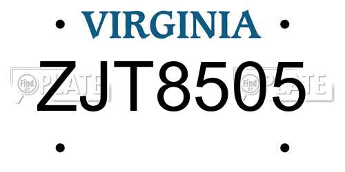 ZJT8505 Virginia License Plate