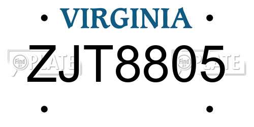 ZJT8805 Virginia License Plate