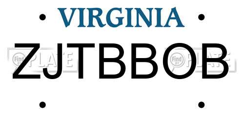 ZJTBBOB Virginia License Plate
