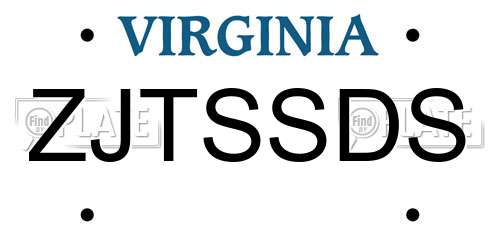 ZJTSSDS Virginia License Plate